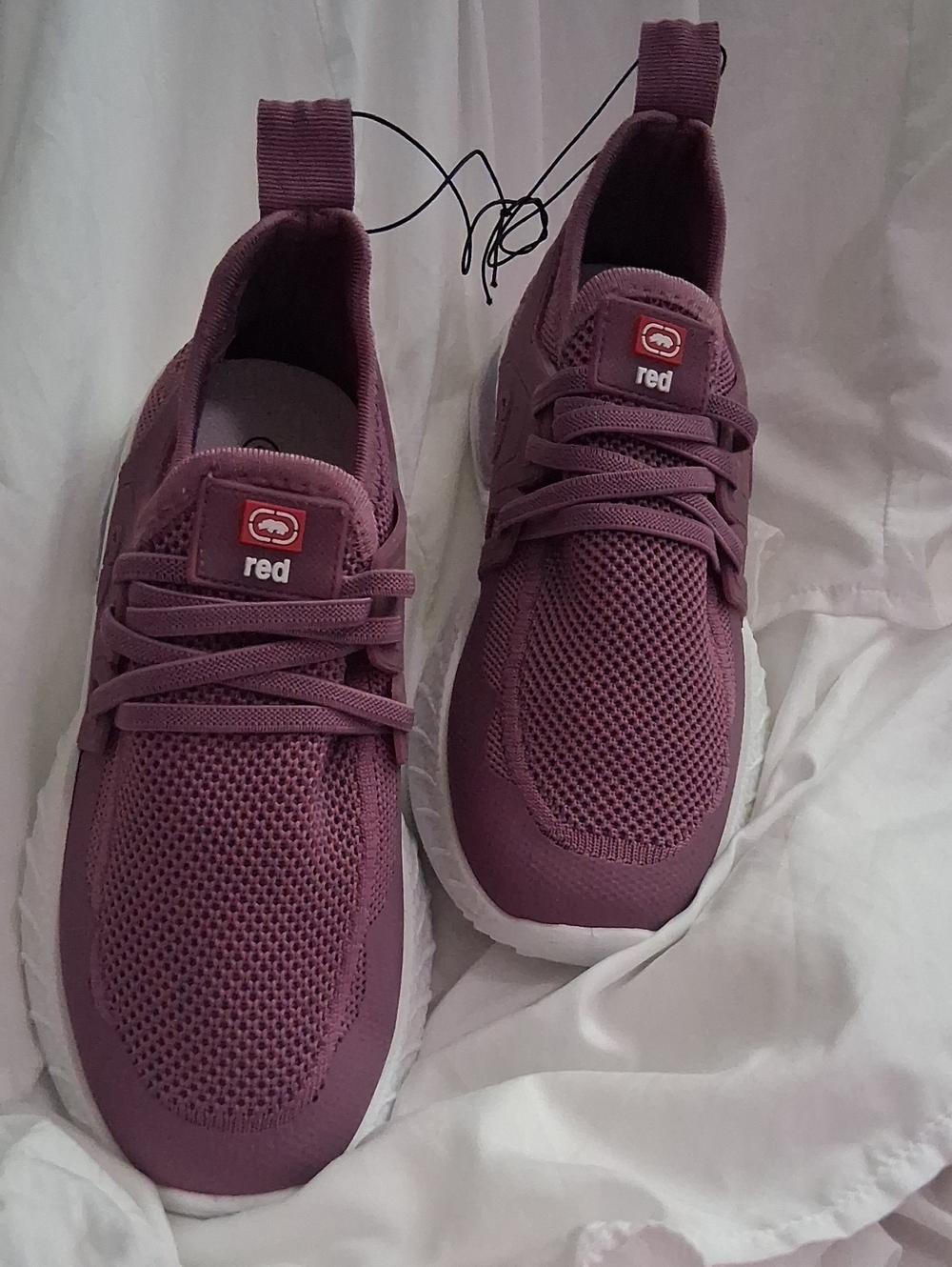 red  Kids's Knit Lace-Up Sneakers in Mauve